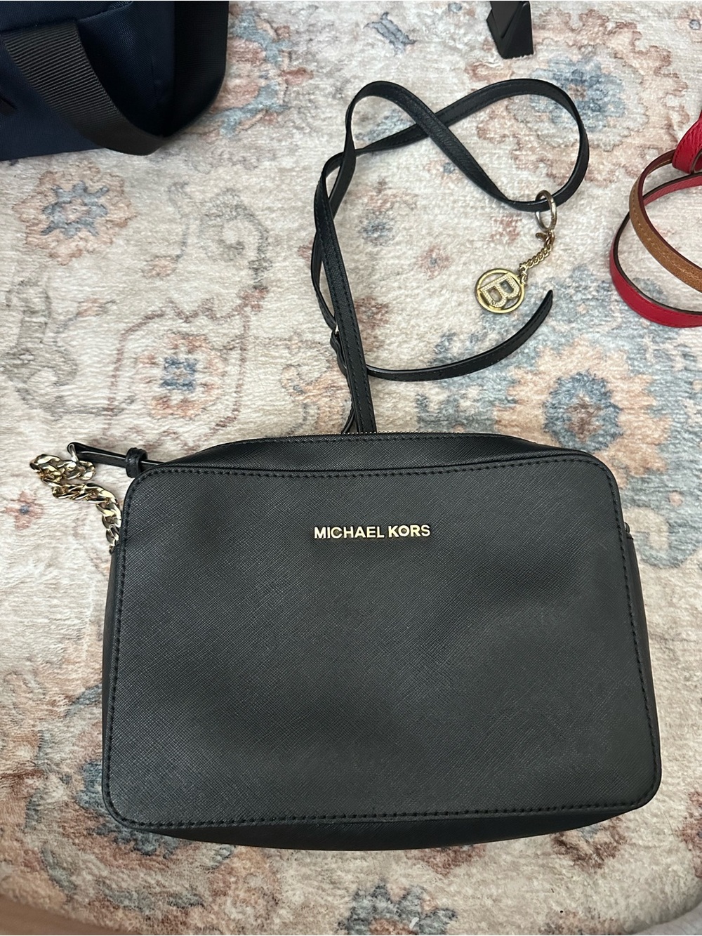 Michael Kors Black Crossbody Bag with Gold Accents